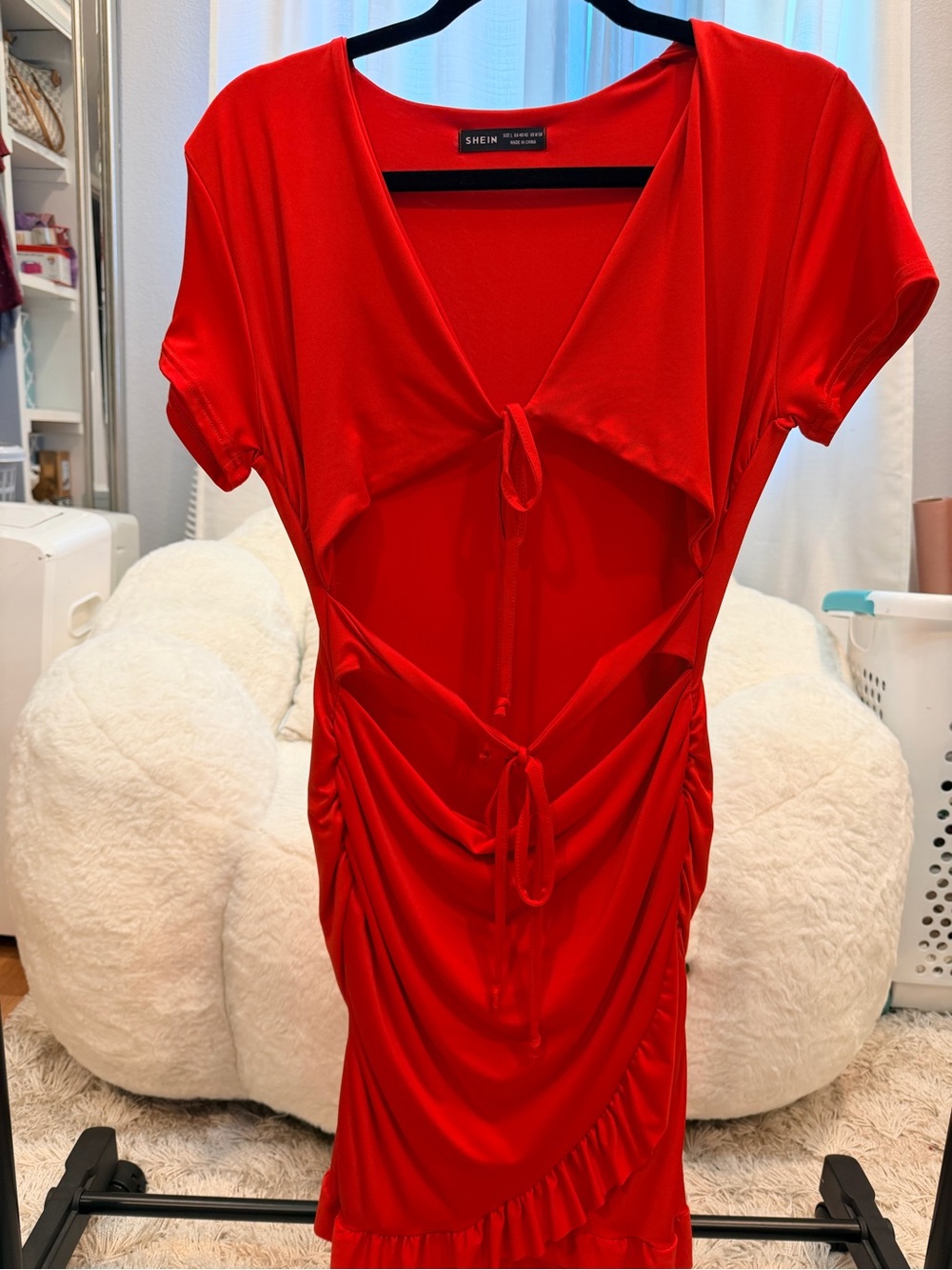 SHEIN Red Tie-Front Ruched Women’s Dress